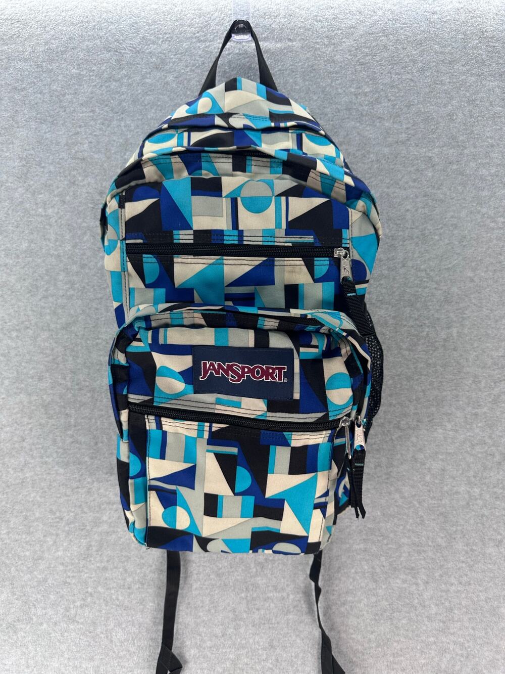 Jansport Blue Geometric Bug Student Backpack Compartments School Travel Bookbag